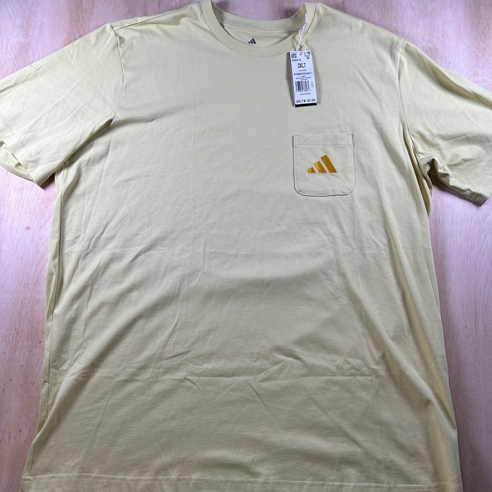 Adidas Mens M 3Bar Pocket T-Shirt Powder Yellow KB0514 2XLT NWT